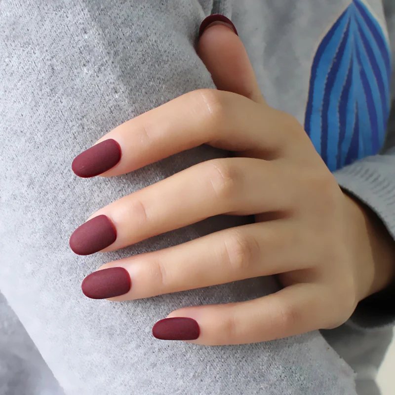 24 шт./компл. полное покрытие короткие круглые матовые накладные ногти овальные