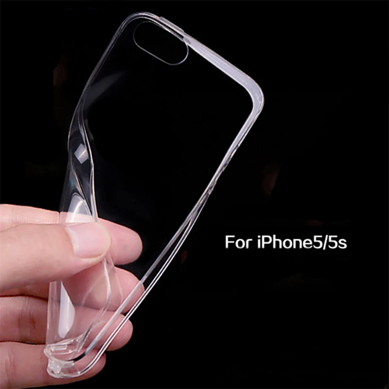 Мягкие прозрачные супер тонкие Чехлы 0 33 мм из ТПУ для Apple iPhone SE 5 блестящие