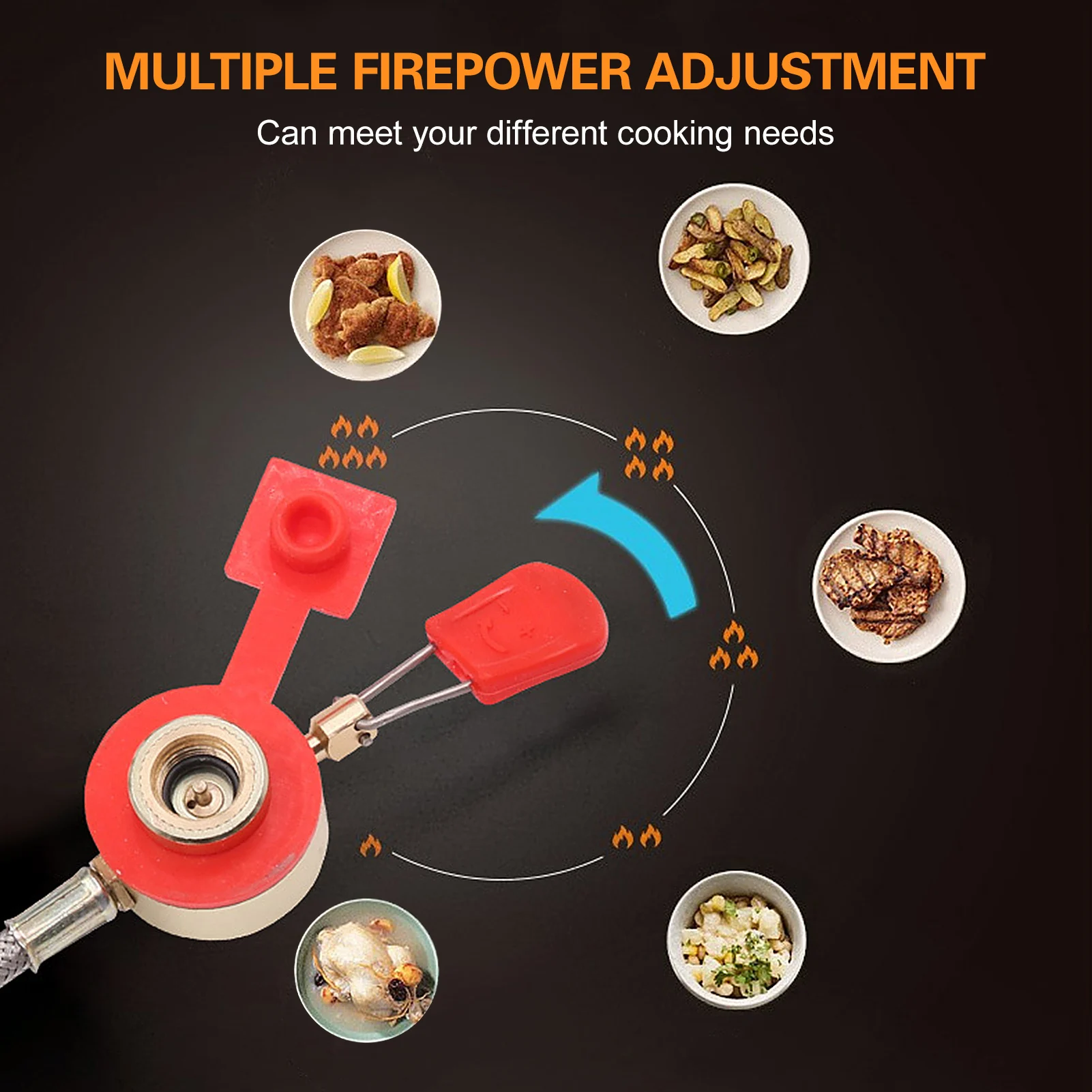 

Outdoor Camping 15800W High Power Gas Stove Five Core Flame Nozzle Fire Gas Adjustable Burner Hiking Stove