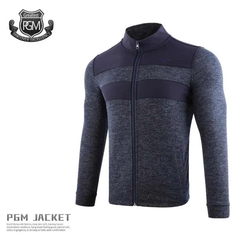 PGM Men s Keep Warm Golf Jacket Windproof Striped Coat Jacket Male Windbreaker Autumn Winter Warm Sportswear D0830