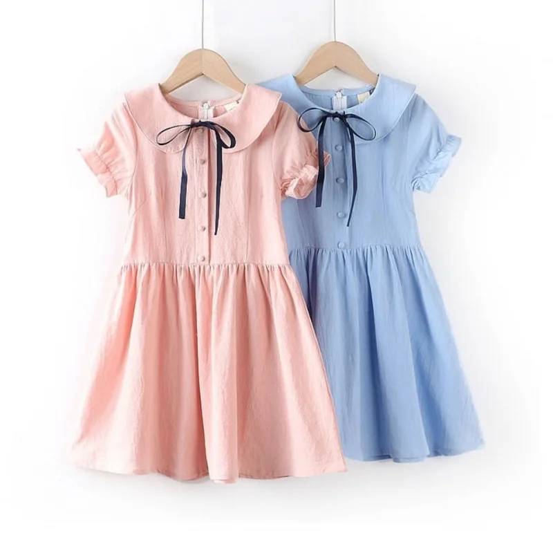 

Летние платья для девочек, новинка 2021, повседневные хлопковые тонкие летние детские юбки с коротким рукавом в иностранном стиле для девочек...