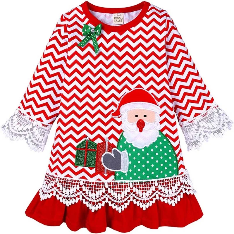 Рождественское платье для девочек Вечерние костюмы Санта Клауса Детские