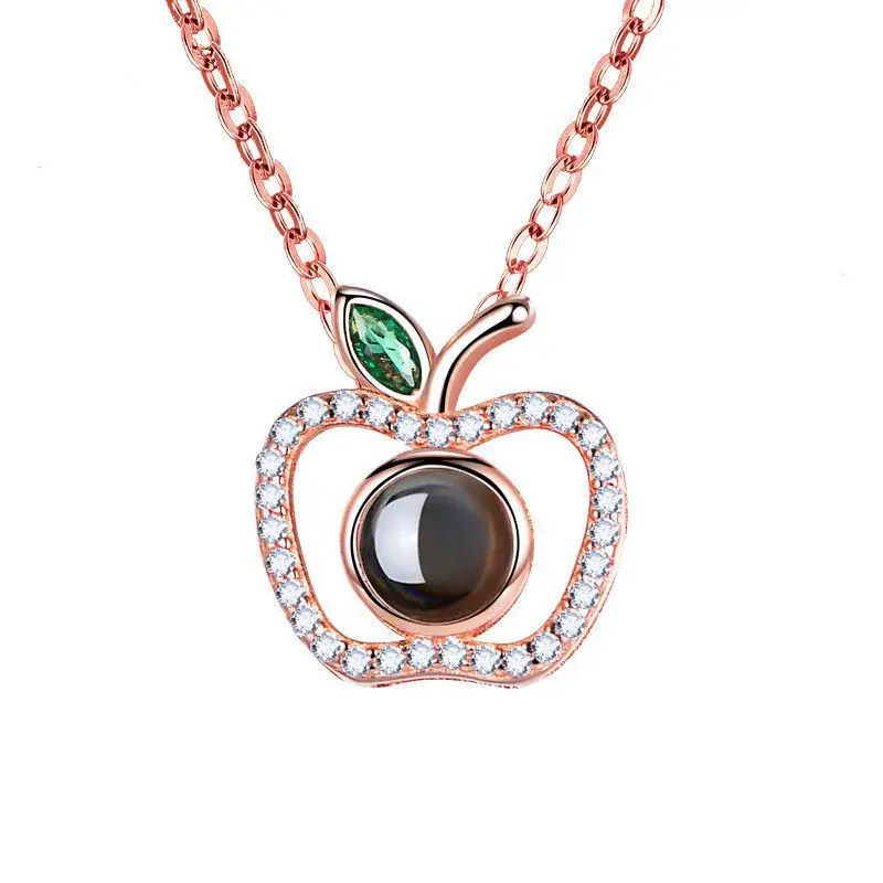 style 6 rose gold Amxiu DIY, Ожерелье I Do, 100 языков, проекционное Ожерелье I love you, 925 пробы, серебряное ожерелье для женщин, свадебное ювелирное изделие, подарок - Окраска металла: style 6 rose gold