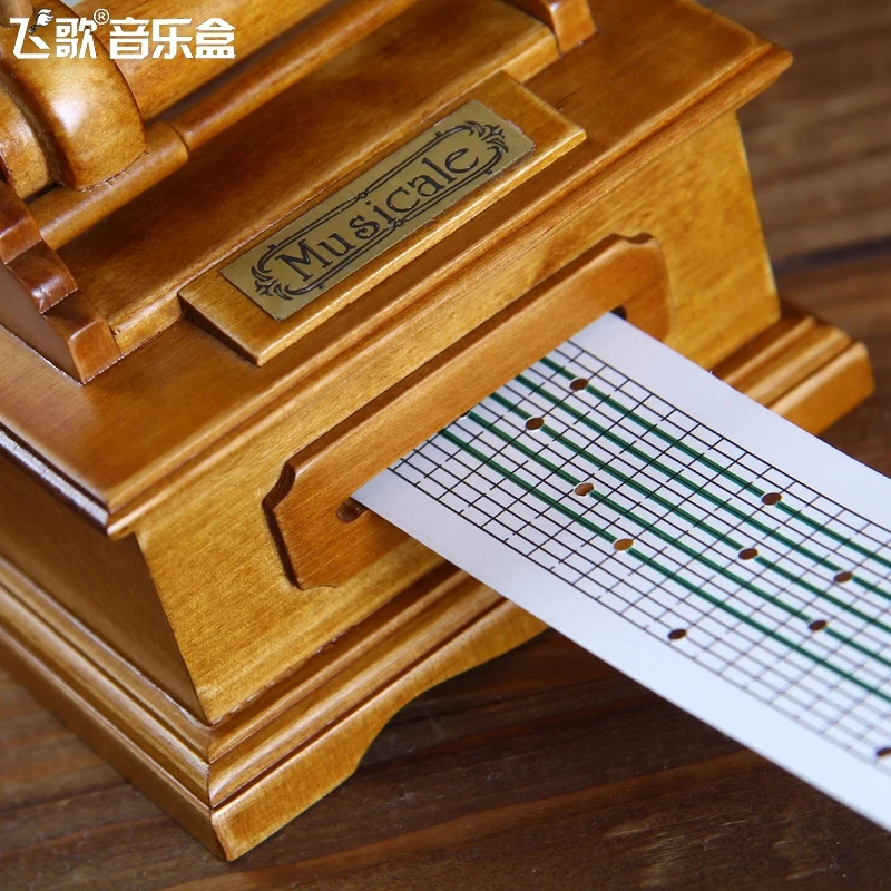 Деревянный Граммофон Музыкальная шкатулка ручной рукоятки DIY механизм