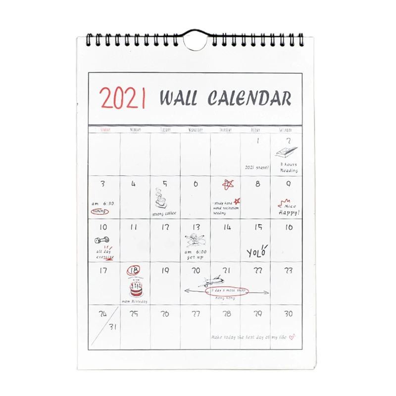 

2021 New Year Hand-Painted DIY Daily Schedule Monthly WorkNote Schedule Wall Calendar Agenda Planner Calendar