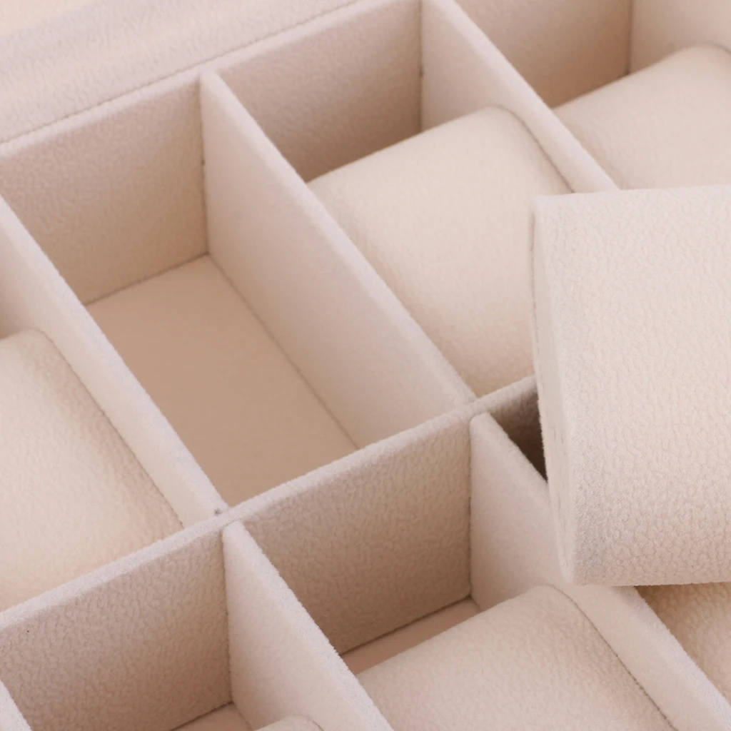 

12 Slots Wood Watch Display Case Holder Glass Top Jewelry Storage Organizer