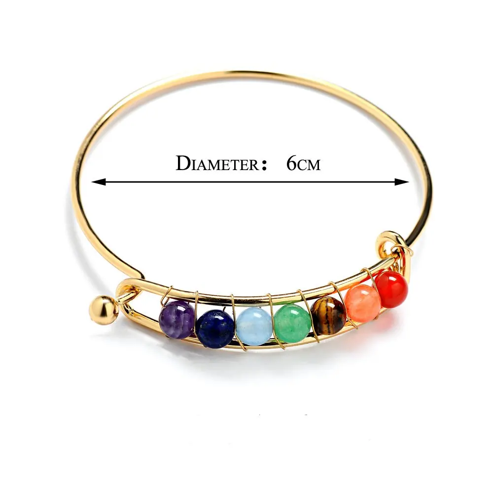 1 шт. 7 чакр исцеляющий разноцветный браслет из бисера регулируемый золотой
