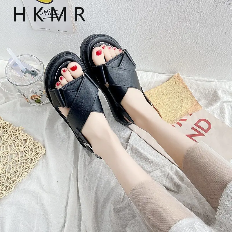 

2021 Casual Sandals Slippers Female Student Fairy Style New Summer Fashion All-match Outer Slippers Flat Roman Sandals X816