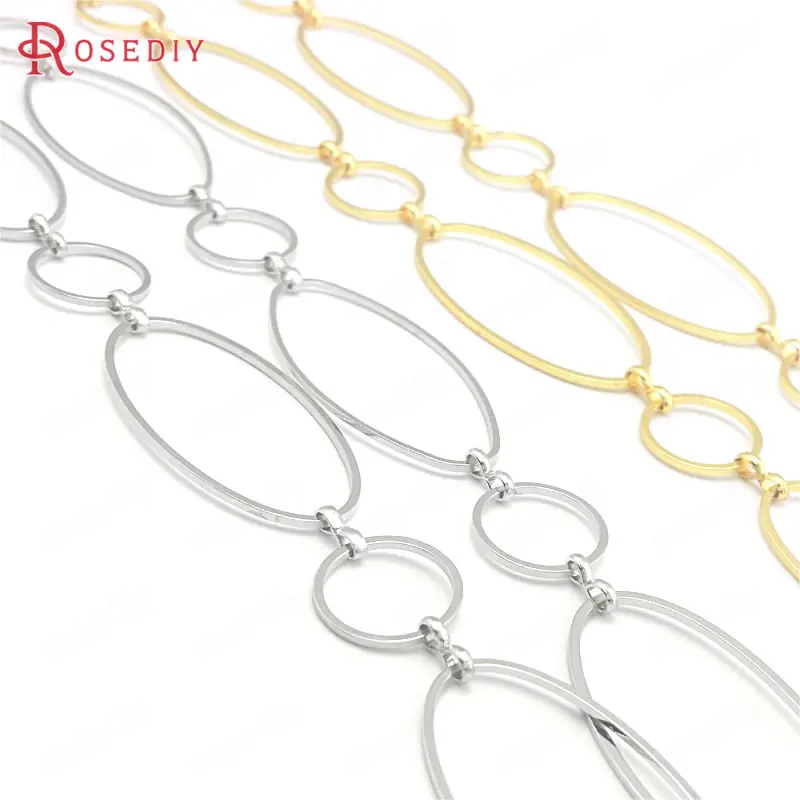 (25154)1 Meter Round and Oval Closed Rings Link Chains Brass Chains Handmade Necklace Chains Diy Findings Accessories Wholesale