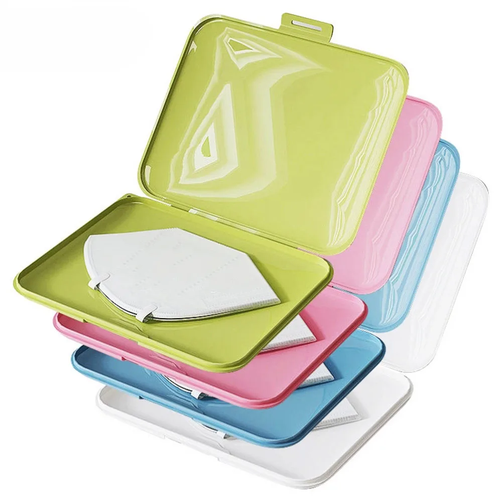 

Macaron Color Dust-proof Mask Box Anti Bacterial Plastic Storage Case Portable Pollution Prevention Storage Bag Card Holder