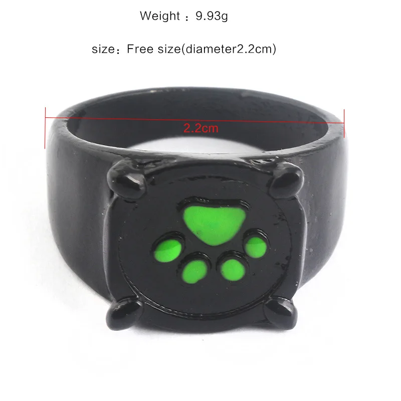 

Lovely Ladybug Cat Cartoon Noir Green Pawprint Ring Fashion Black Rings for Men and Women Party Jewelry Birthday Christmas Gift