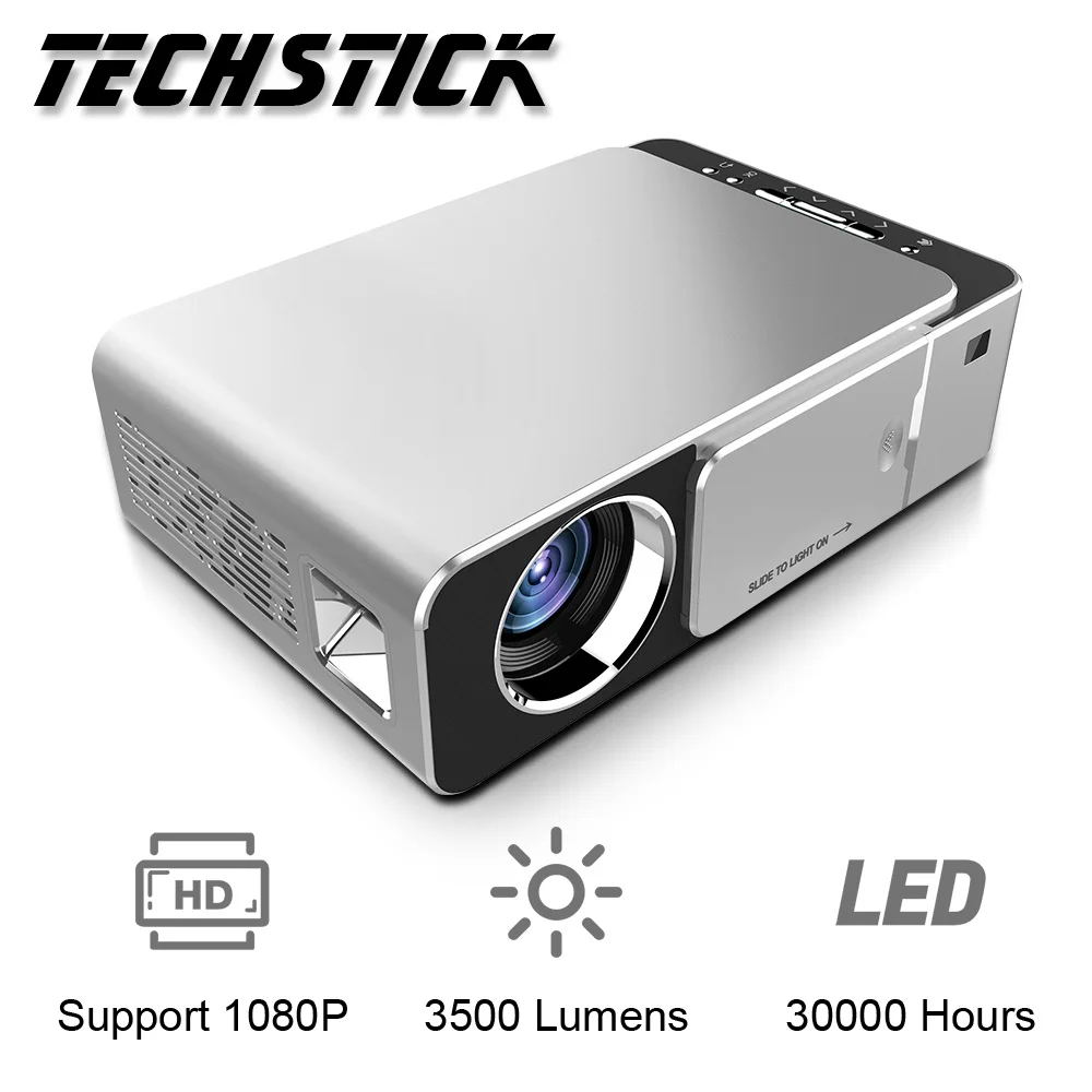 

Techstick 4K Projector Full HD 1080P 3500 Lumens VGA GT10 LED Video Beamer Portable 3D Media Cinema Video Projector Player