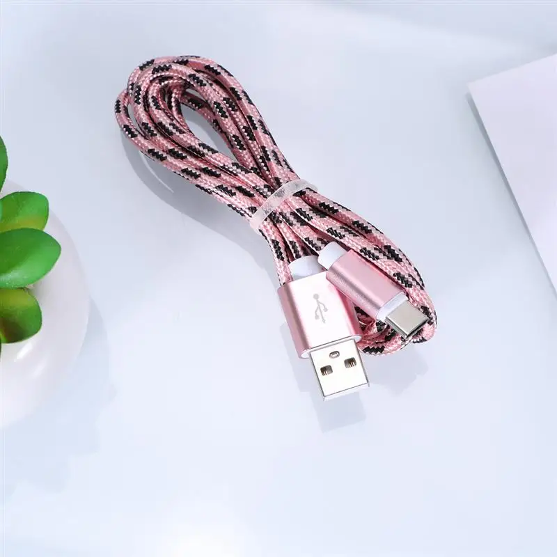 

Type-C USB Cable Nylon Braided Mobile Phone Charging Cable Fast Charging Cord Data Sync Charger Cable (Rose Gold, 1.5m)