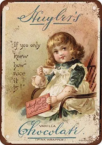 

Tin Sign New Aluminum Metal Huyler's Chocolate Sign Retro 11.8 x 7.8 Inch