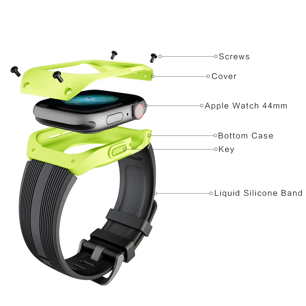 

Силиконовый защитный чехол с ремешком для Apple Watch series 4 5 44 мм, полная Рамка, Защита экрана для iWatch, аксессуары для браслета