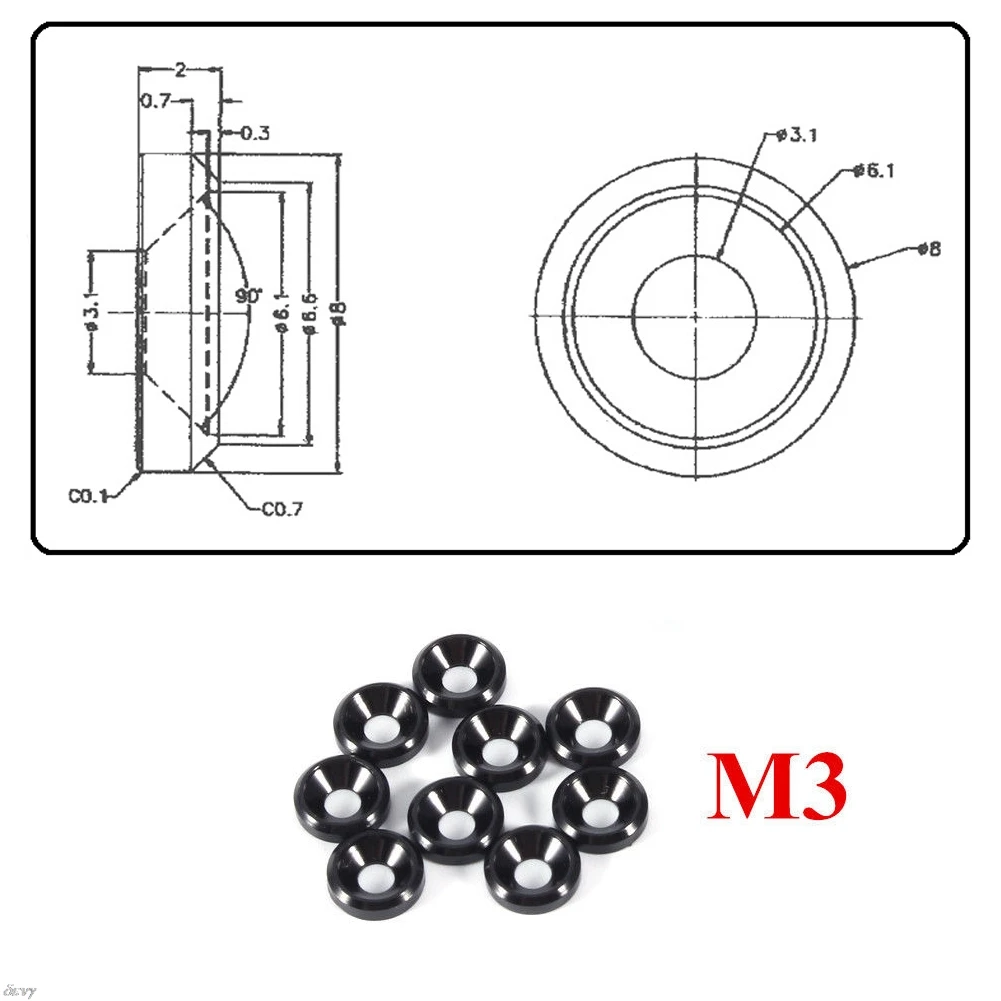 Анодированные гайки с потайной головкой из алюминиевого сплава M2 M3 M4 M5|Мойки| |