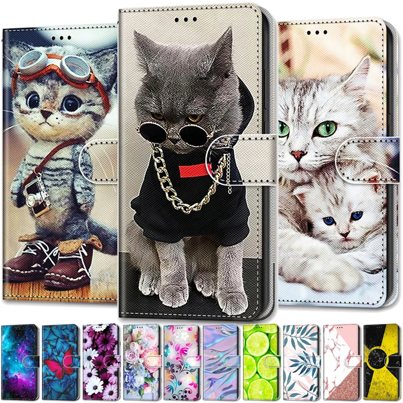 

Cute Funny Painted Flip Leather Case on For Samsung Galaxy A750 A7 A6 A8 A9 2018 A6 A5 2017 A3 2016 Wallet Animal Pattern Cover