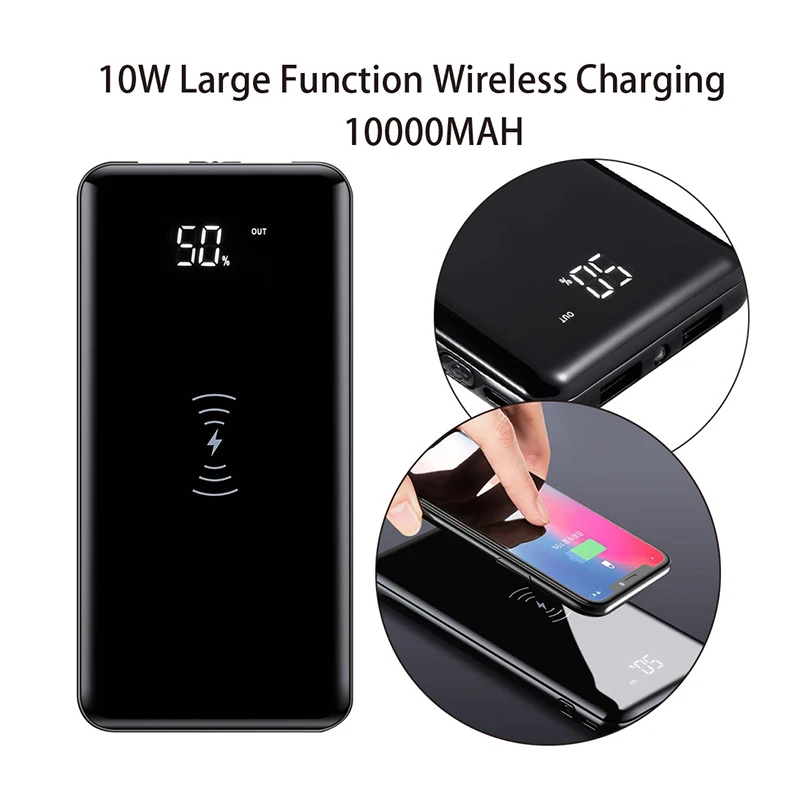 Беспроводное зарядное устройство Qi 10 Вт 10000 мА/ч для iphone 11 8 plus X Samsung S10 Note8 Xiaomi