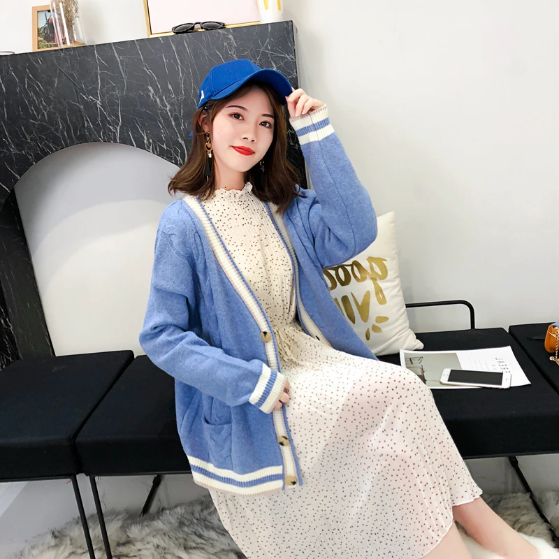 Женский свитер кардиган 2019 осень и зима новые студенческие свободные снаружи