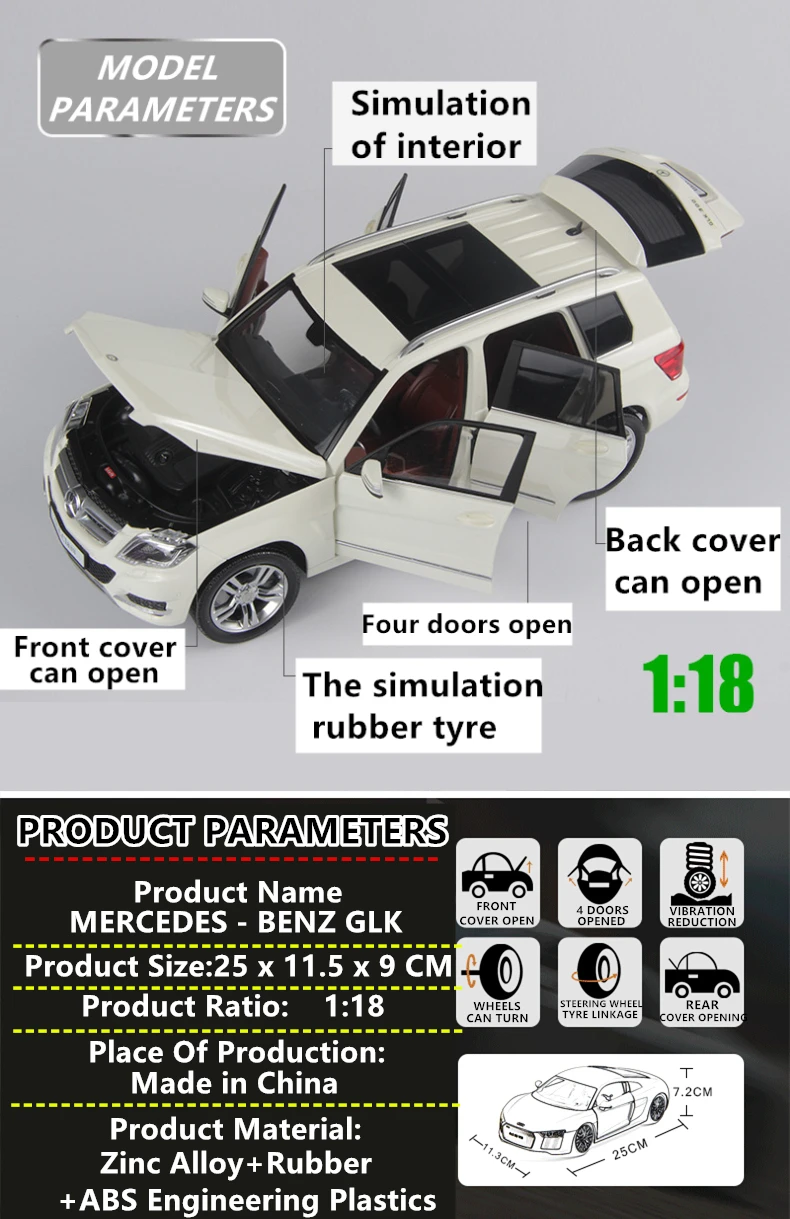 Welly 1:18 Mercedes GLK внедорожник vehi сплав модель автомобиля Моделирование Украшение автомобиля коллекция Подарочная игрушка Литье под давлением модель игрушка для мальчиков