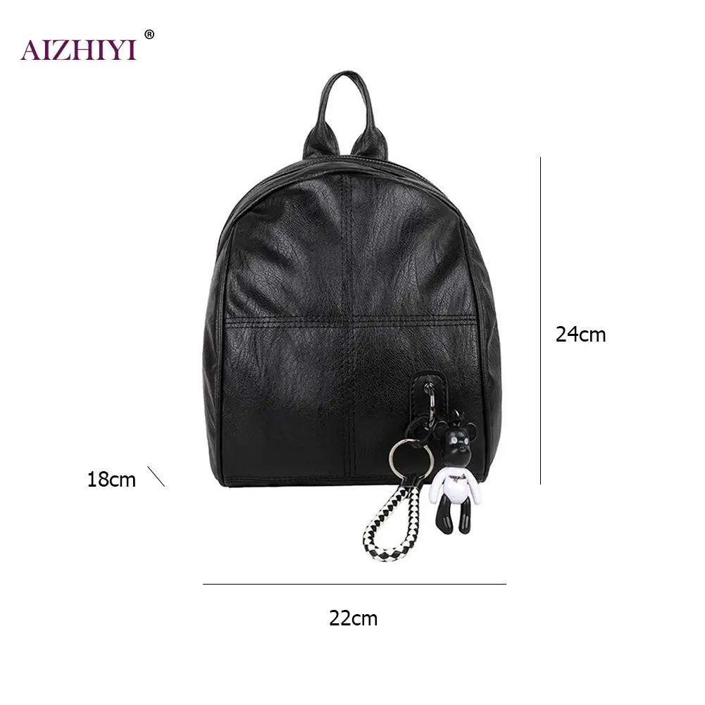

Fashion Solid Color School Bags Women Girls Retro PU Leather Casual Small Backpack Female Zipper Daily Travel Bagpack