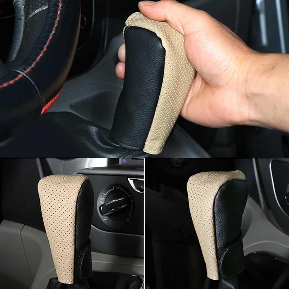 

Hand Brake Car Gear Shift Knob Cover Protector Universal PU Leather Non-Slip Car Handbrake Protector Fast delivery Dropshipping