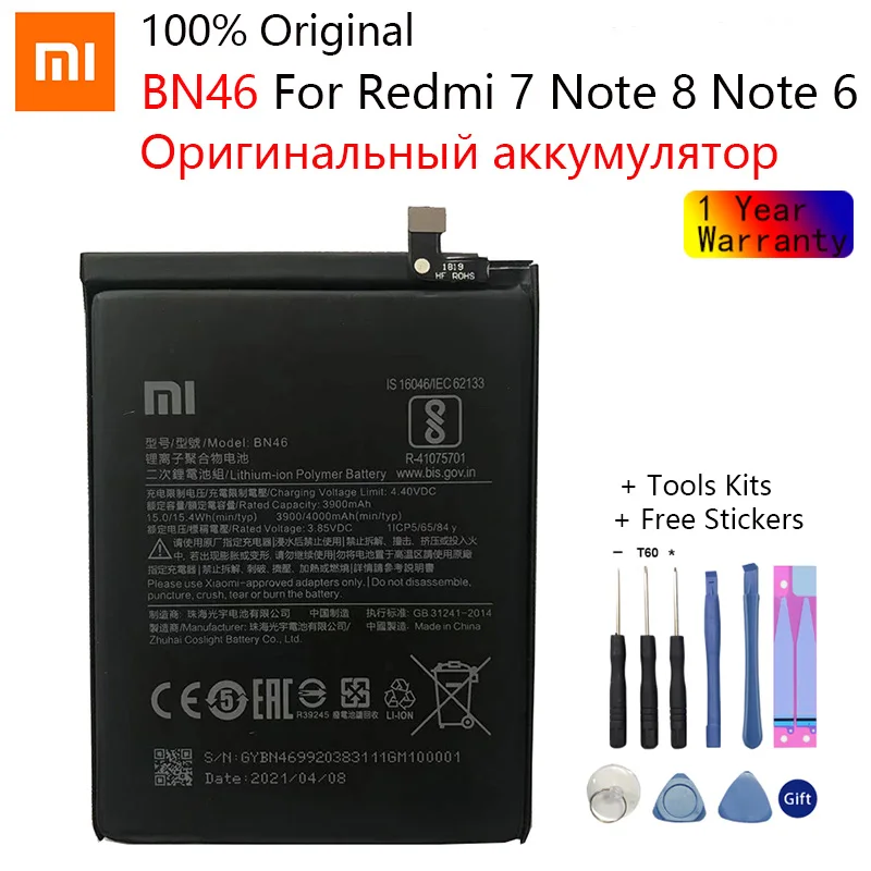 

Original Replacement Battery BN46 For Xiaomi Redmi Note8 Note 8T 8 Redmi 7 Redmi7 Note 6 Note6 Genuine Phone Battery 4000mAh