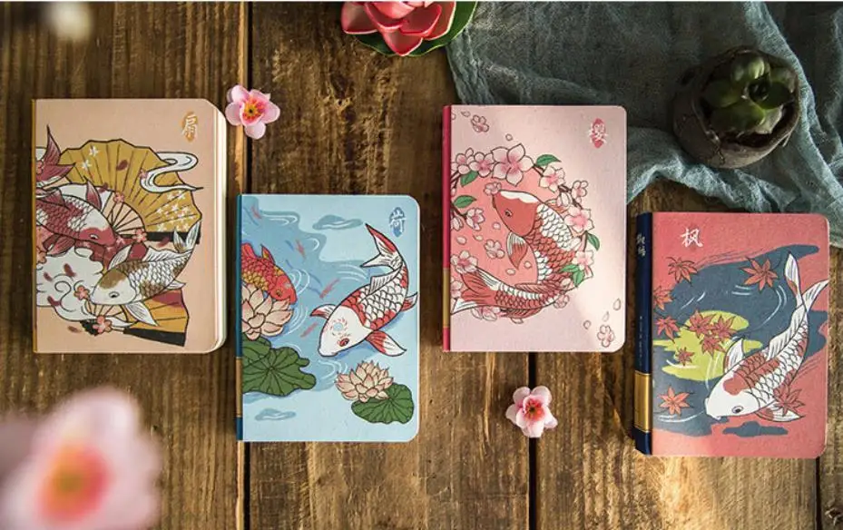 "Koi Fish" милый ежемесячный планировщик, дневник для учебы, карманный дневник, Дневник для путешествий, канцелярские товары, подарок