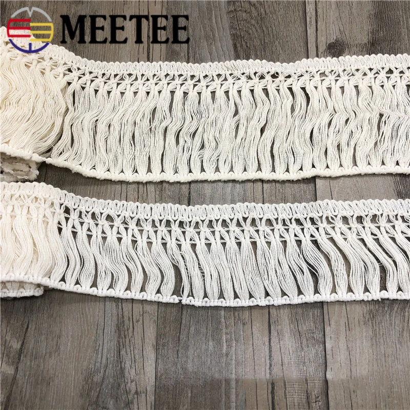

9Yards Meetee 4/5.5/8.5cm White Cotton Tassel Lace Fringe Trim Ribbon DIY Handmade Craft Sewing Curtain Laces Textile Material