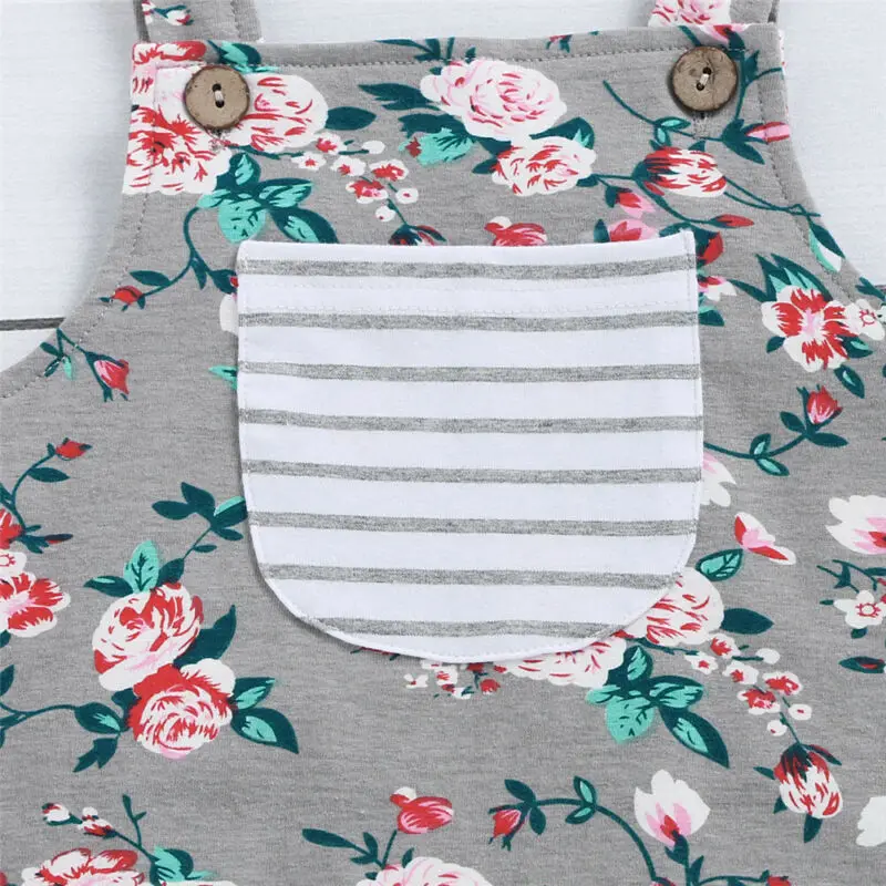 Одежда с цветочным принтом для маленьких девочек комбинезон без рукавов