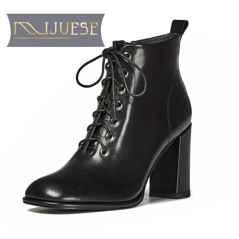 MLJUESE 2021 женские мягкие ботильоны из овечьей кожи зимние ботинки с коротким плюшем