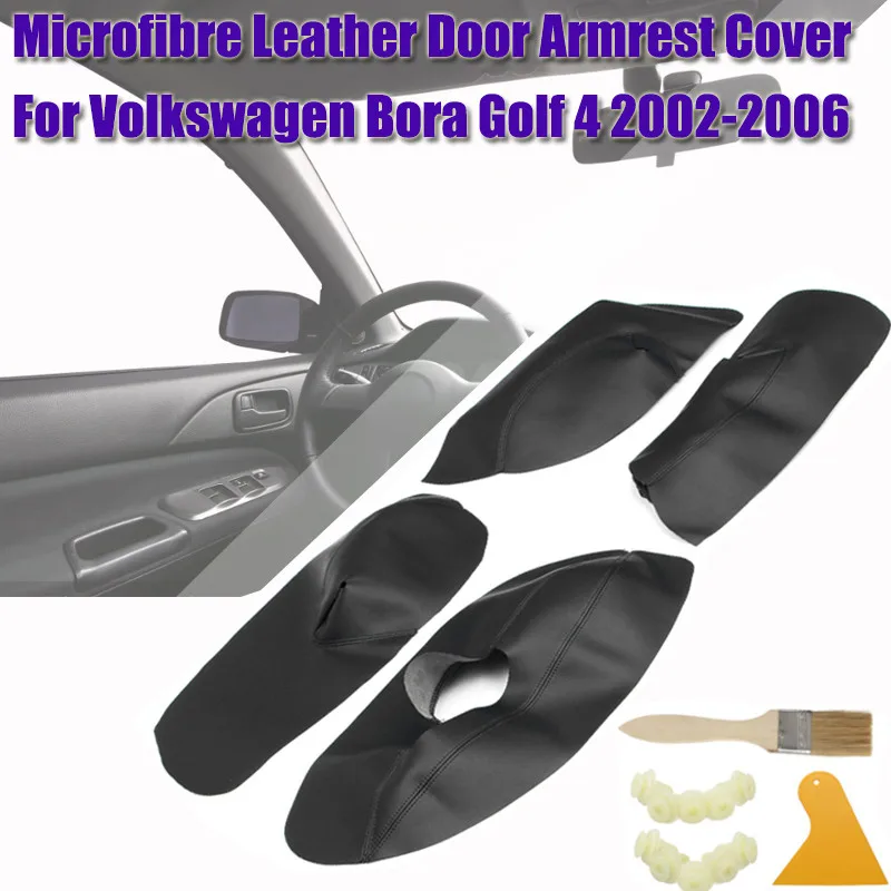 

4Pcs/Set Car Door Armrest Panel Microfibre Leather Cover For Volkswagen Bora Golf 4 2002-2006 Protective Interior Accessory