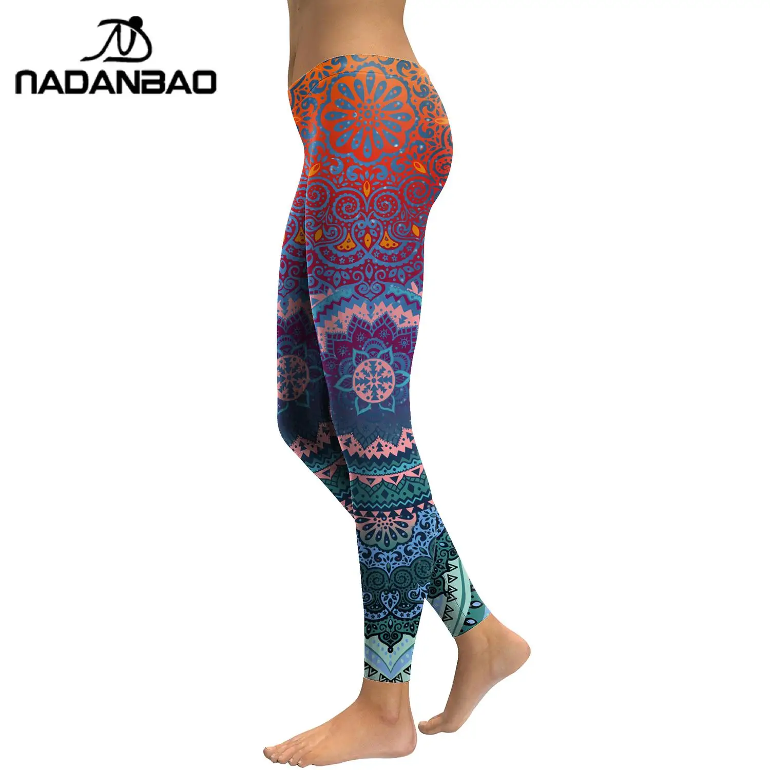 Женские леггинсы с принтом мандалы высокой талией|leggins slim|women leggingsfitness leggins |