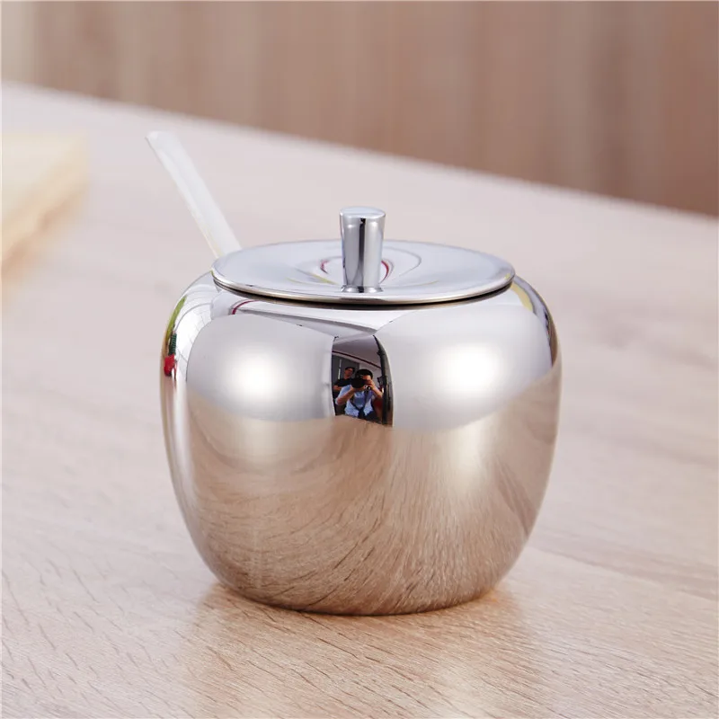 

Stainless Steel 304 Seasoning Jar Apple Seasoning Box Salt Shaker Set Bottle Glass Home Kitchen Seasoning Box Gift Spice Tools
