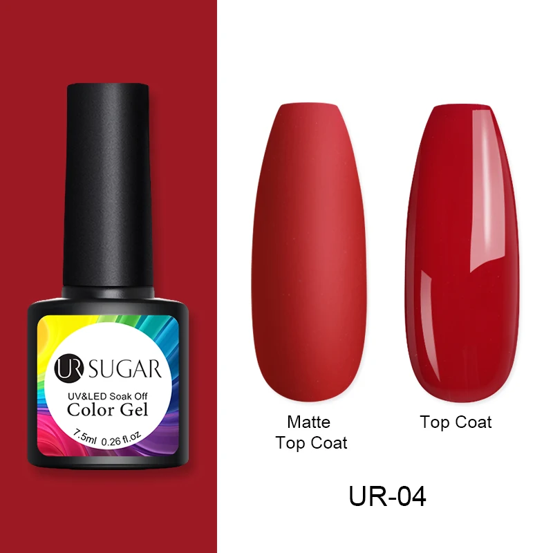 Red4 Ur Sugar 7,5 мл Одноцветный УФ-Гель-лак кофе полуперманентный впитывающий УФ-гель для дизайна ногтей Лак Матовый верхний слой гибридный лак - Цвет: Red4