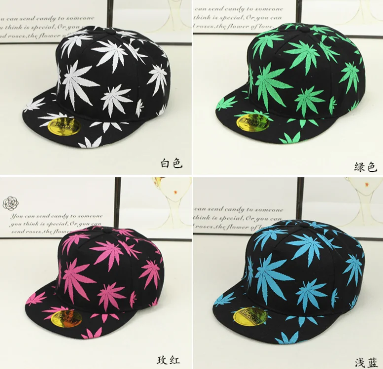 Новая мода вышивка лист белая кепка сорняки Snapback Головные уборы для мужчин и женщин хлопок хип-хоп облегающая Бейсболка подарок на день рождения