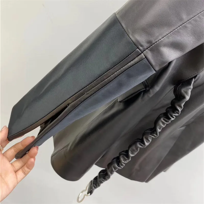 women spring coat genuine leather jacket office female single breasted real sheepskin coats