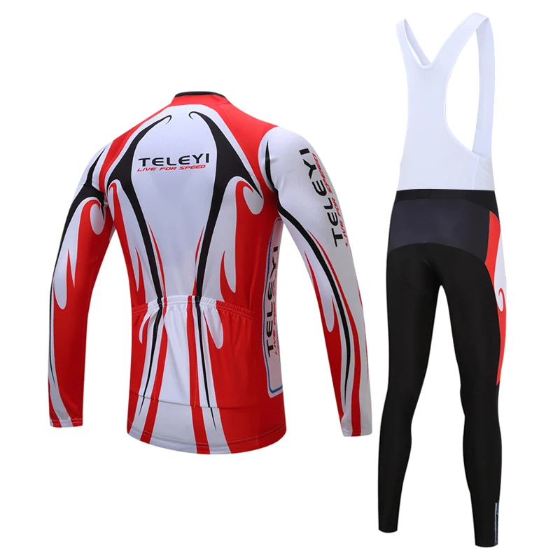 

Teleyi NEW Winter Thermal Fleece Set Cycling Clothes Men's Jersey Suit Sport Riding Bike MTB Clothing Bib Pants Warm Sets Ropa
