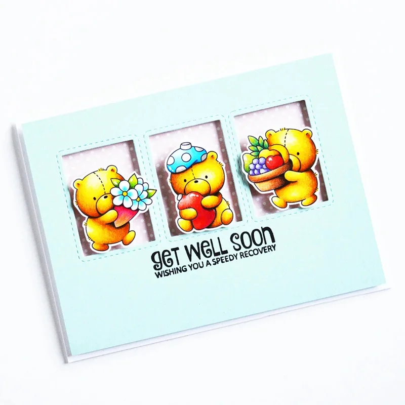 

JC Get Well Soon Bear Letters Cutting Die and Rubber Stamps for Scrapbooking Craft Die Cut Stencil Card Make Album Sheet Decor