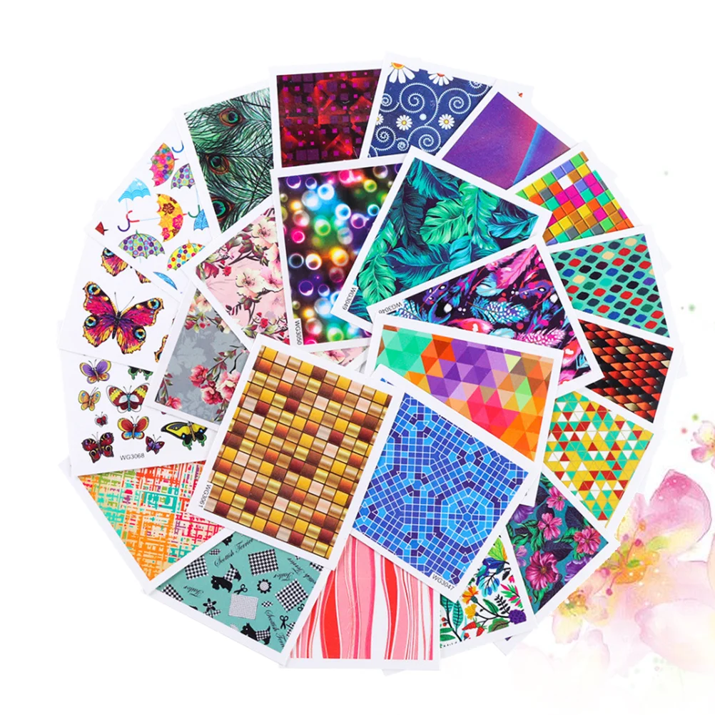 

24pcs Pattern Nail Stickers Fashion Nail Art Stickers Colorful Nail Decals Manicure Accessories for Salon
