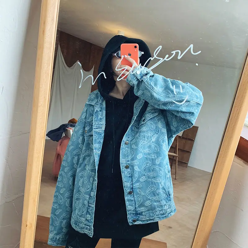 

Restoring ancient ways is the European and American hip-hop cashew flowers popular logo printed loose bf feng shui long-sleeved