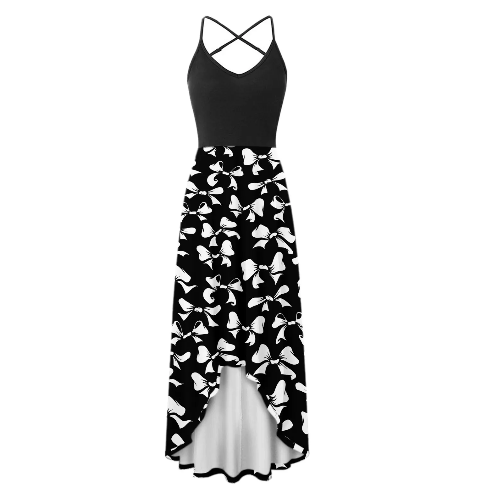 

40# Halter Vintage Asymmetrical dress 2021 Bohemian Straight Spaghetti Strap summer dress Sleeveless long dress for woman robe