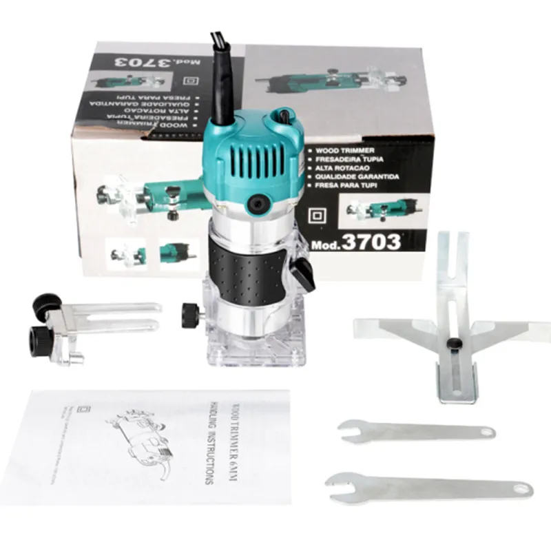 

1/4'' Hand Electric Trimmer 530W 220V 35000RPM Wood Laminator Router Tool Set Copper wire Drilling hole Trimmer for woodworking