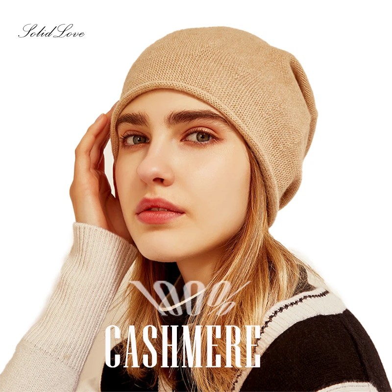 100 % Cashmere Hat Women Real Natural Cashmere Hat Men Unisex Warm Comfortable Hand-knitted Cashmere Kid Hat Seamless Knitted