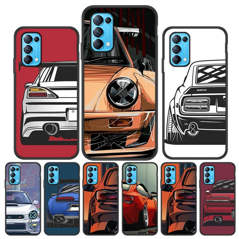 

JDM Drift Sports Car Phone Case For OPPO Reno 5 4 3 Pro Cases Reno Ace 2 Reno4 Lite Realme X7 X2 Pro V5 V3 Q Cover Capa