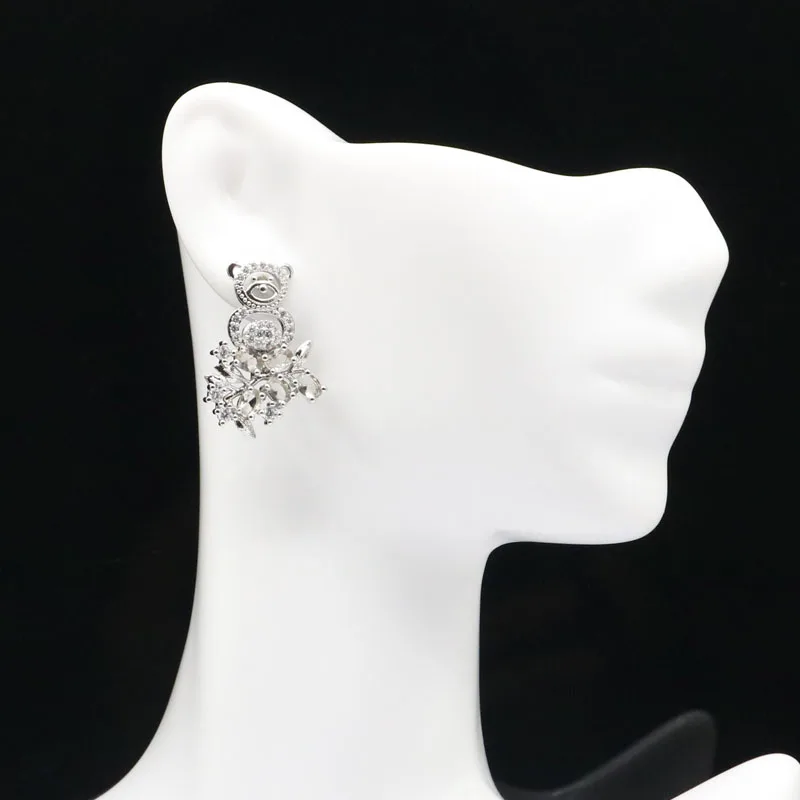 25x18mm Юбилей обезьяна на дереве создан дымчато-Аквамарин Белый CZ подарок