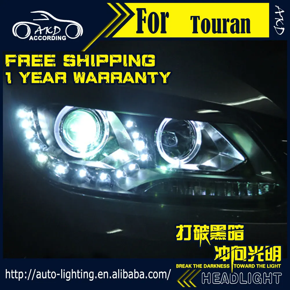 AKD автостайлинг фары для Touran 2011 2015 светодиодный ные DRL D2H Hid сигнал поворота Bi Xenon