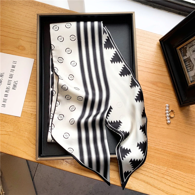 2022 женский Шелковый ободок для волос шарф ленты женщин аксессуары модные длинные