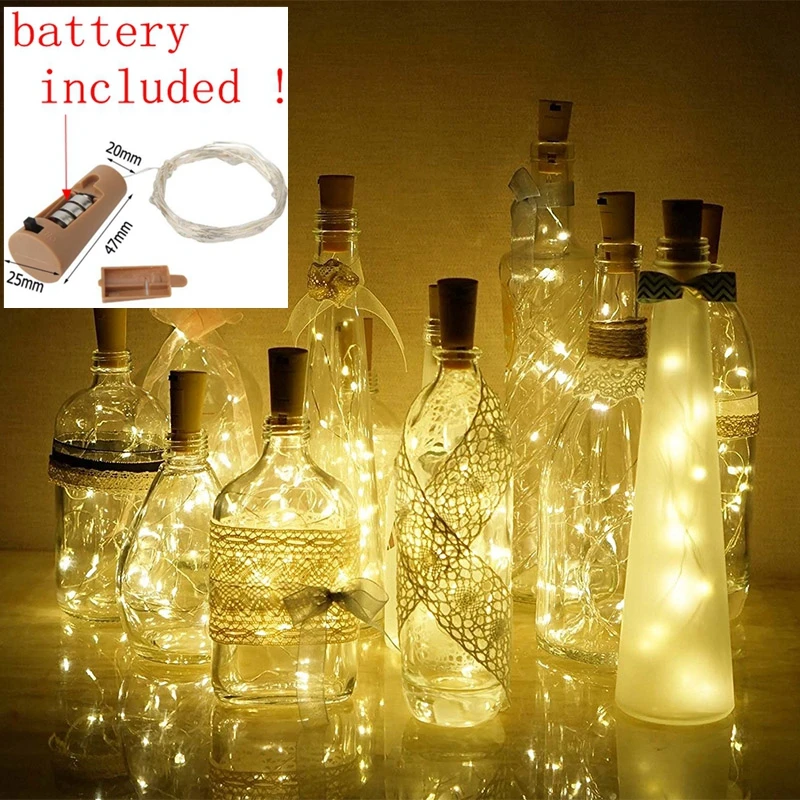 

10/20 Вт, 30 Вт/40/50/100 шт, длина 2 м, Медный провод гирлянда Corker светодиодный фея светильник светильники в форме винных бутылок светильник s домашн...