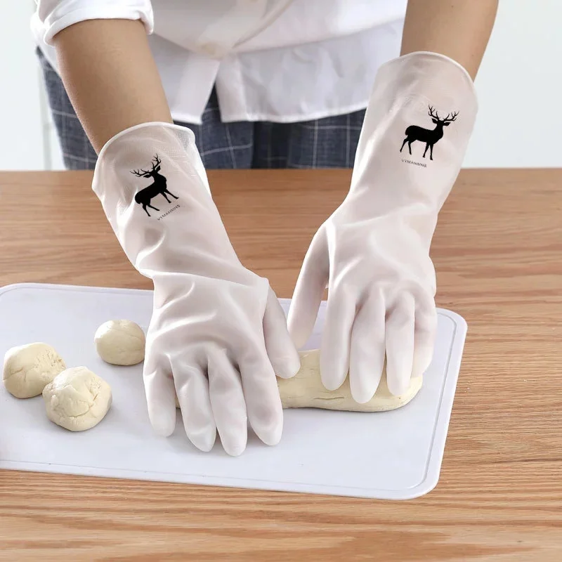1 пара износостойких перчаток для мытья посуды резиновые перчатки с длинным